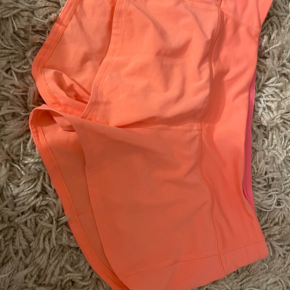 Size 4 Orange Lululemon Speed up shorts